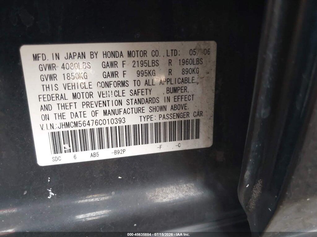 JHMCM56476C010393 2006 HONDA ACCORD photo no. 9