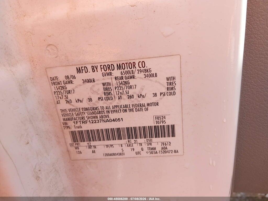 1FTRF12237NA04051 2007 FORD F-150 photo no. 9