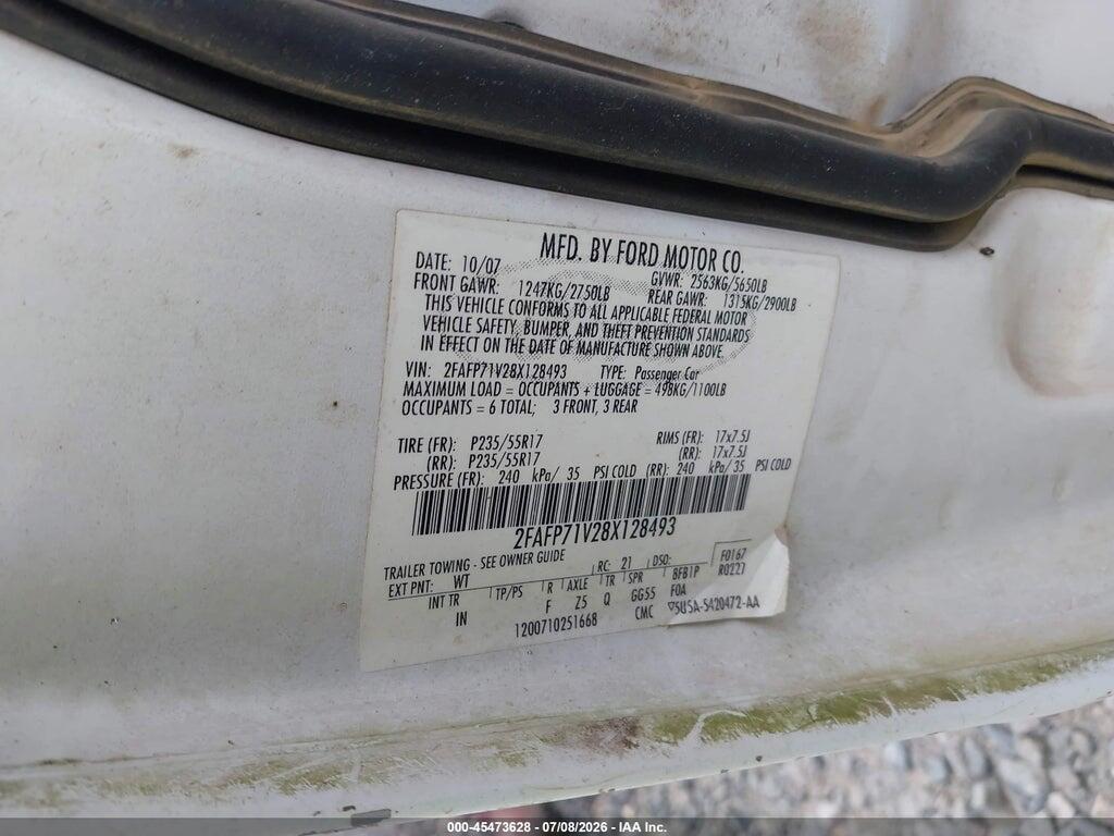 2FAFP71V28X128493 2008 FORD CROWN VICTORIA photo no. 9