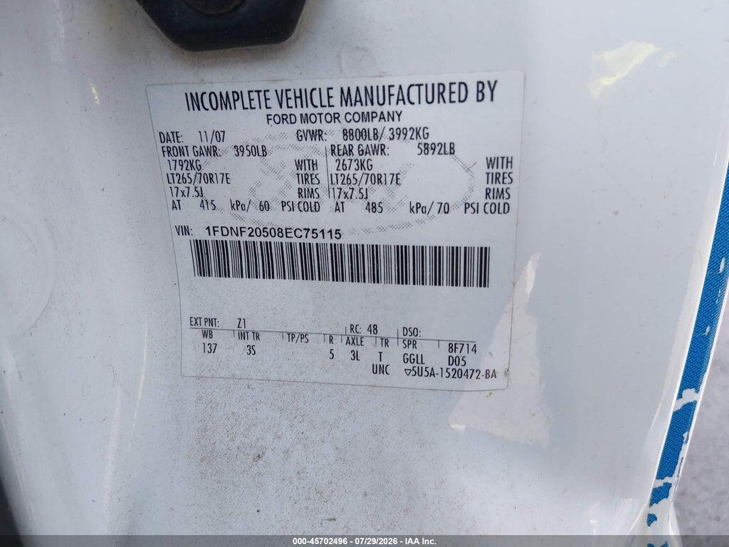 1FDNF20508EC75115 2008 FORD SUPER DUTY F-250 SRW photo no. 9