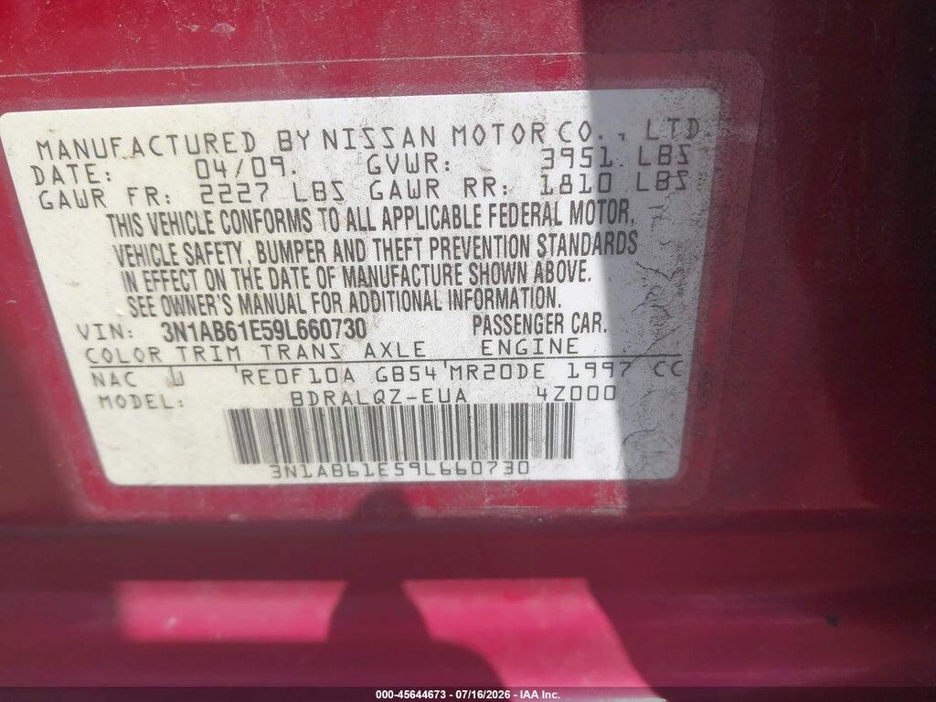 3N1AB61E59L660730 2009 NISSAN SENTRA photo no. 9