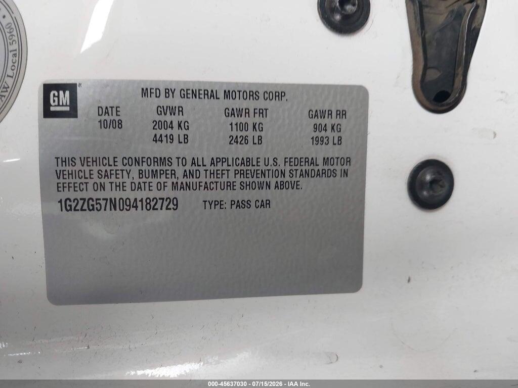 1G2ZG57N094182729 2009 PONTIAC G6 photo no. 8