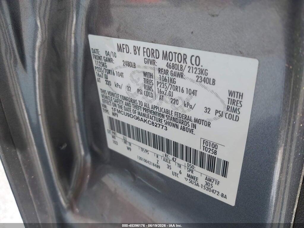 1FMCU9DG6AKC82773 2010 FORD ESCAPE photo no. 9