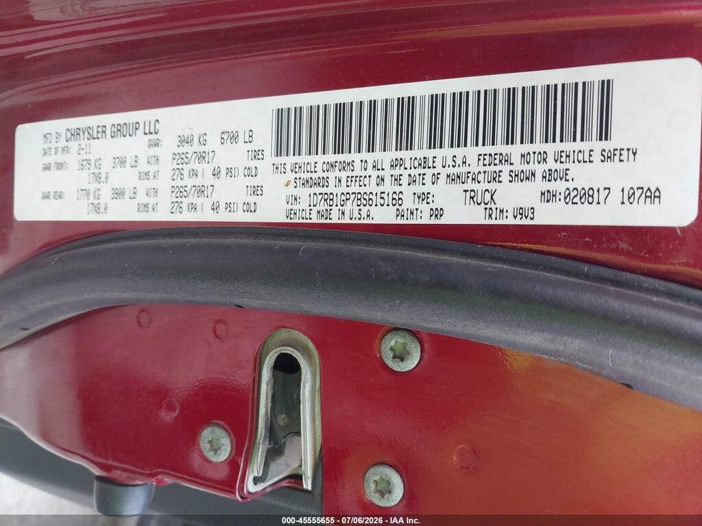 1D7RB1GP7BS615166 2011 RAM RAM 1500 photo no. 9