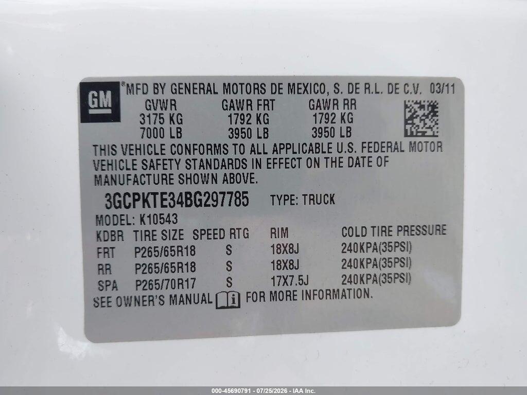 3GCPKTE34BG297785 2011 CHEVROLET SILVERADO 1500 photo no. 9