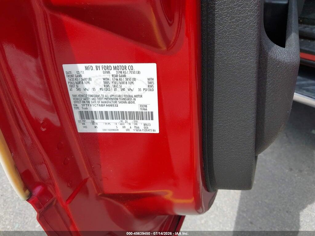 1FTFX1CT6BFA68532 2011 FORD F-150 photo no. 9