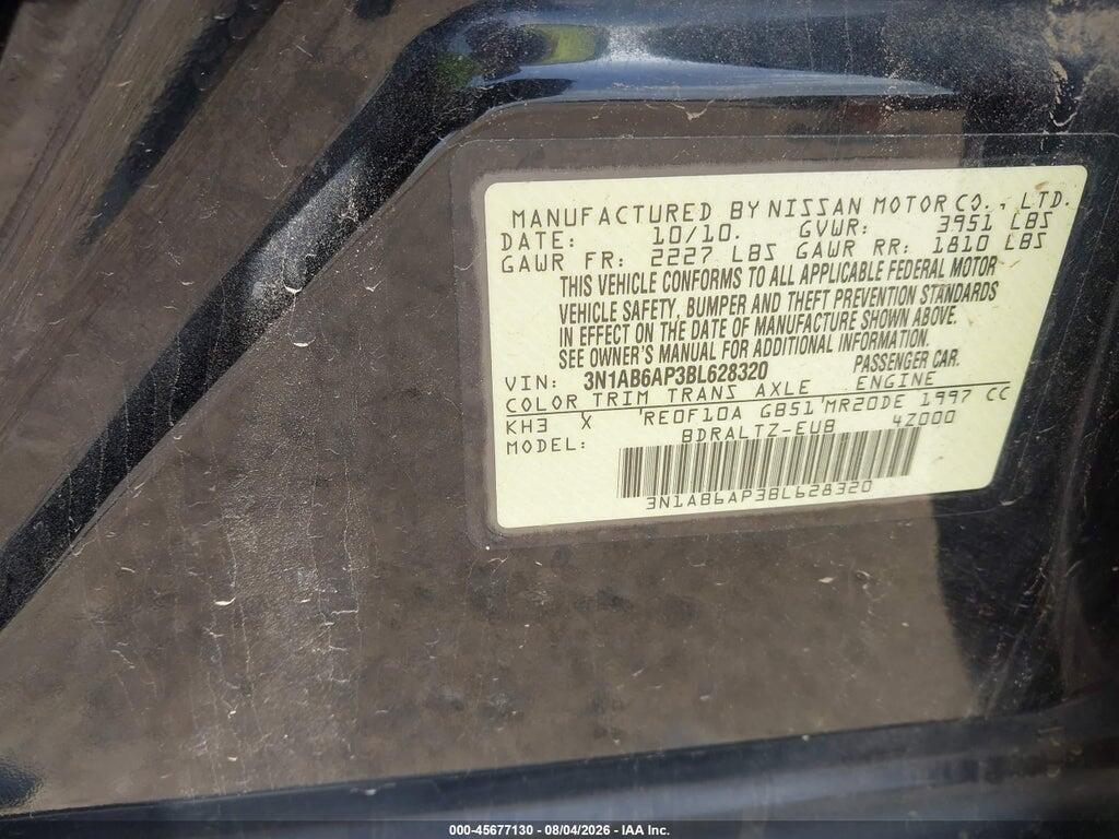 3N1AB6AP3BL628320 2011 NISSAN SENTRA photo no. 9