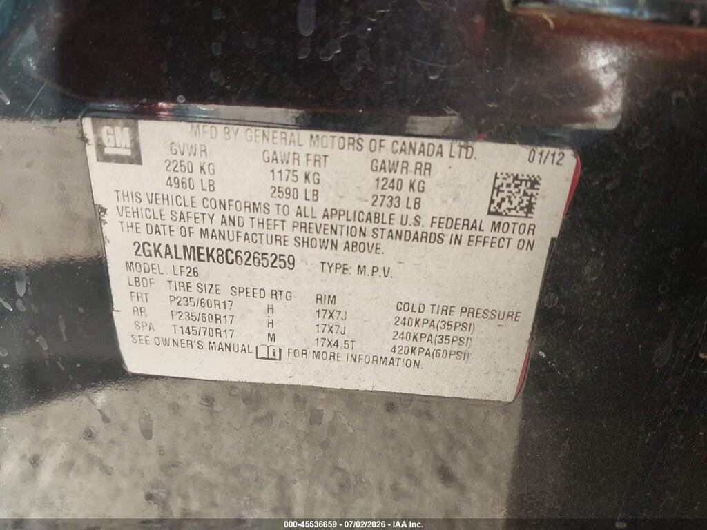 2GKALMEK8C6265259 2012 GMC TERRAIN photo no. 9