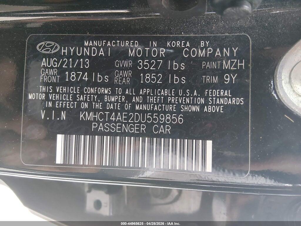 KMHCT4AE2DU559856 2013 HYUNDAI ACCENT photo no. 9