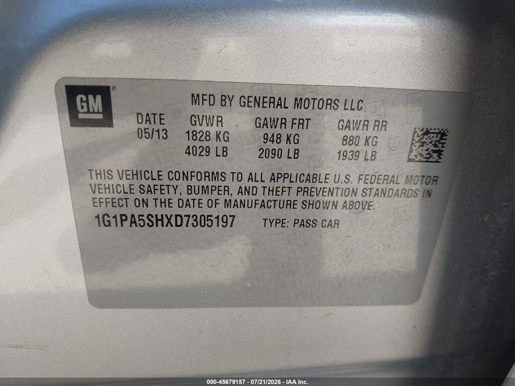 1G1PA5SHXD7305197 2013 CHEVROLET CRUZE photo no. 9
