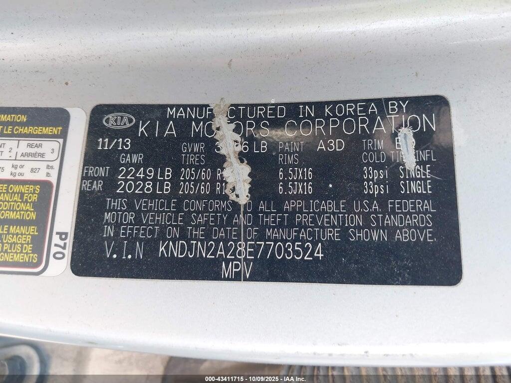 KNDJN2A28E7703524 2014 KIA SOUL photo no. 9