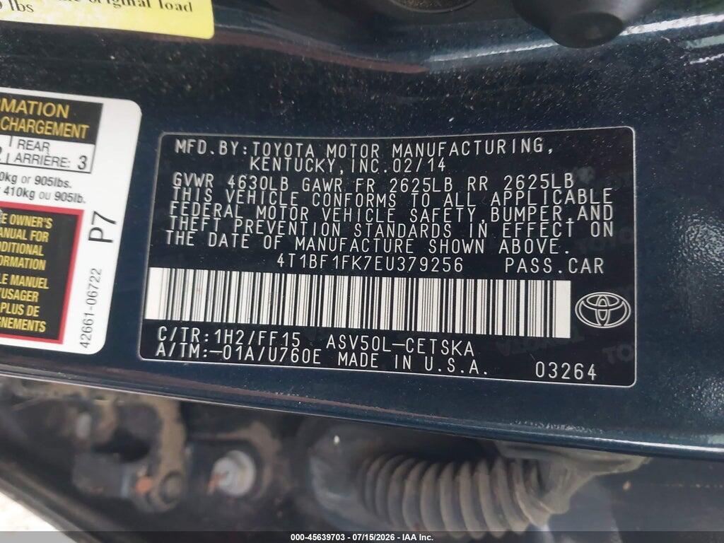 4T1BF1FK7EU379256 2014 TOYOTA CAMRY photo no. 9