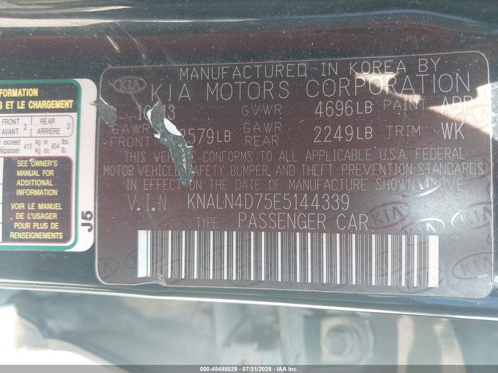 KNALN4D75E5144339 2014 KIA CADENZA photo no. 9
