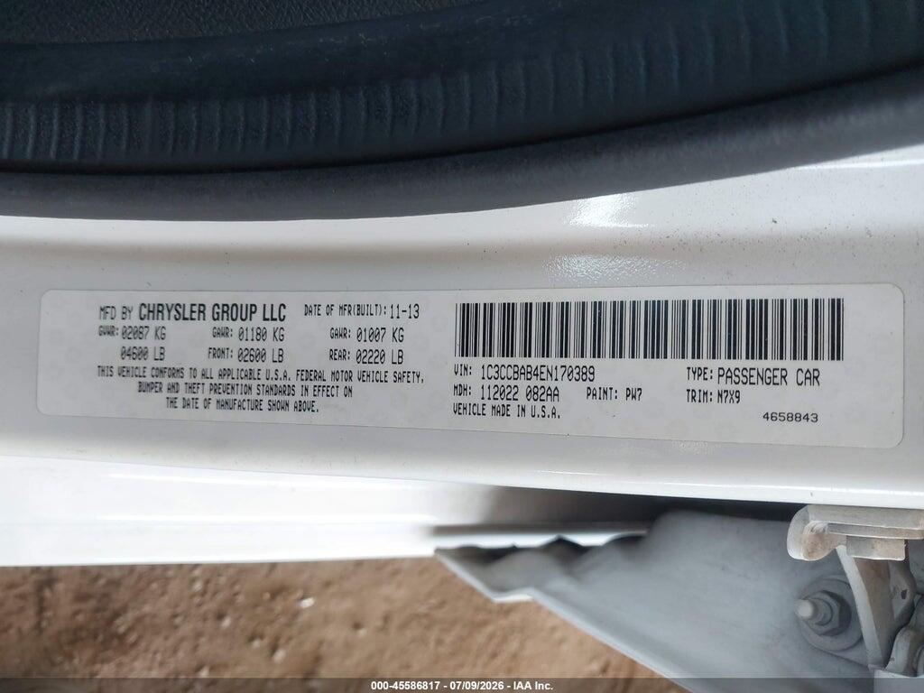 1C3CCBAB4EN170389 2014 CHRYSLER 200 photo no. 9