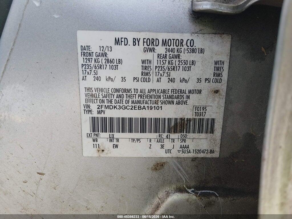 2FMDK3GC2EBA19101 2014 FORD EDGE photo no. 9