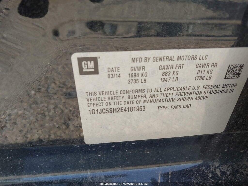1G1JC5SH2E4181963 2014 CHEVROLET SONIC photo no. 9