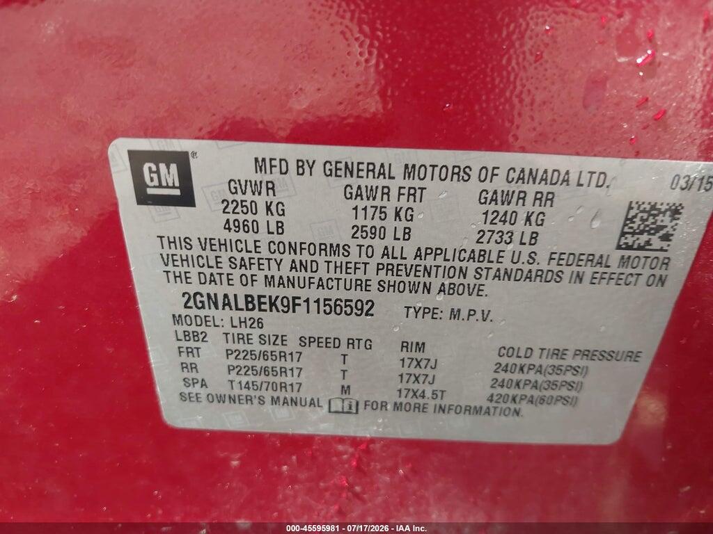 2GNALBEK9F1156592 2015 CHEVROLET EQUINOX photo no. 9