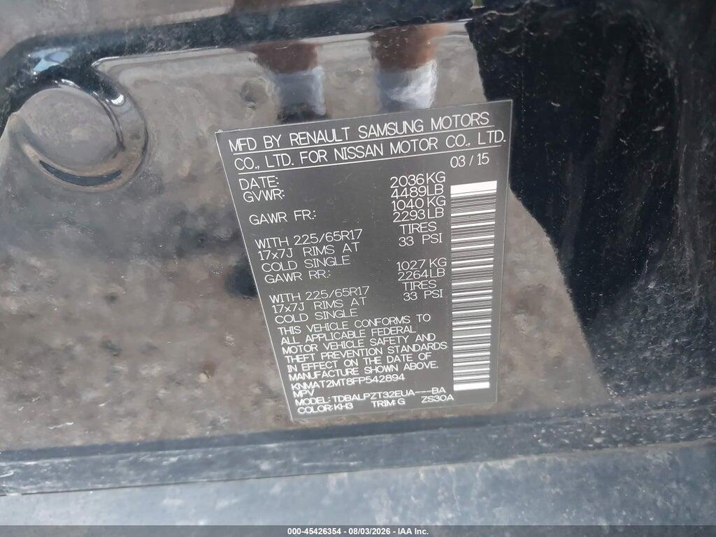 KNMAT2MT8FP542894 2015 NISSAN ROGUE photo no. 9