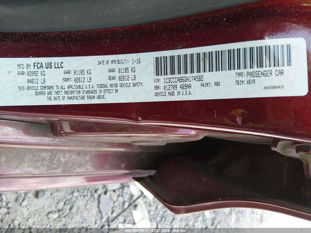 1C3CCCAB6GN174582 2016 CHRYSLER 200 photo no. 9
