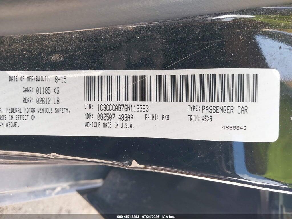 1C3CCCAB7GN113323 2016 CHRYSLER 200 photo no. 9