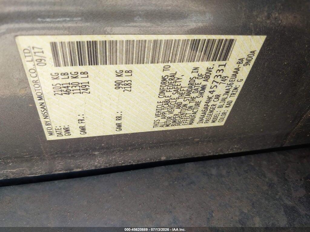 1N4AA6AP4HC457331 2017 NISSAN MAXIMA photo no. 9