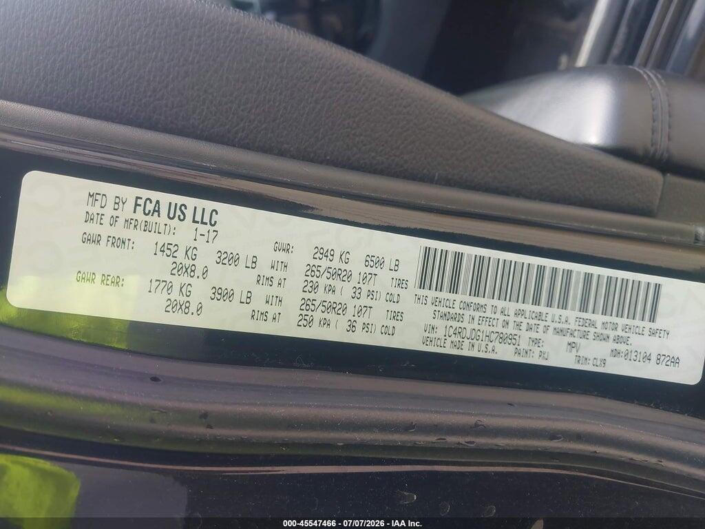 1C4RDJDG1HC780951 2017 DODGE DURANGO photo no. 9