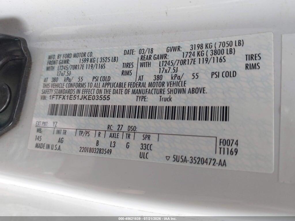 1FTFX1E51JKE03555 2018 FORD F-150 photo no. 9