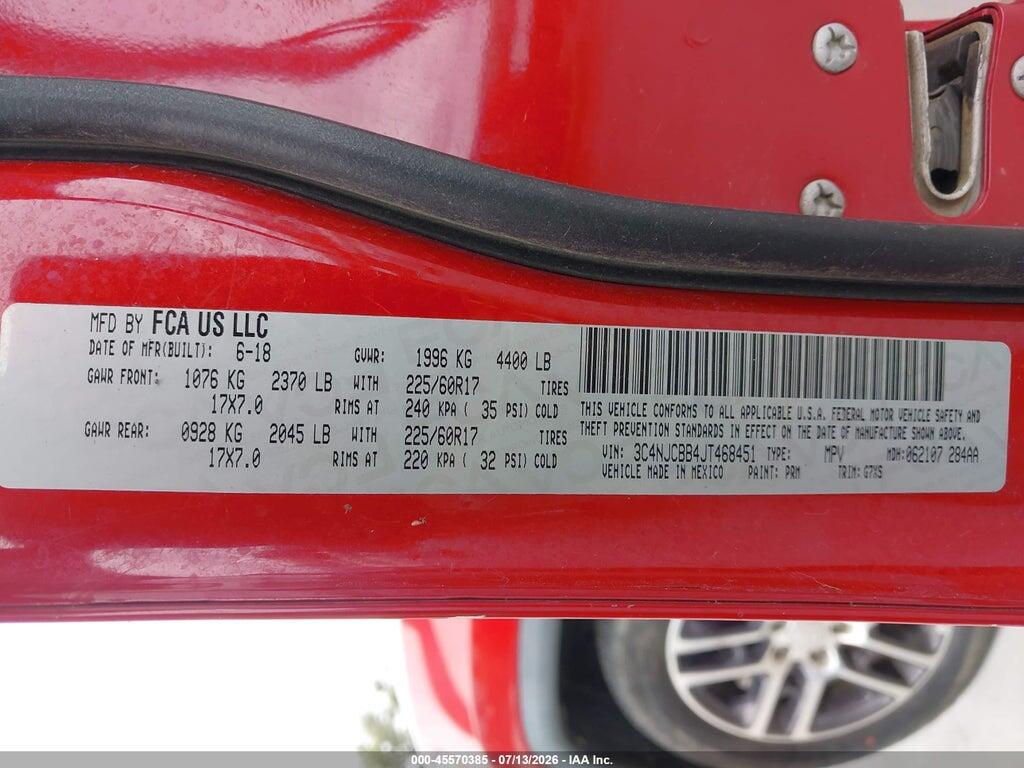 3C4NJCBB4JT468451 2018 JEEP COMPASS photo no. 9