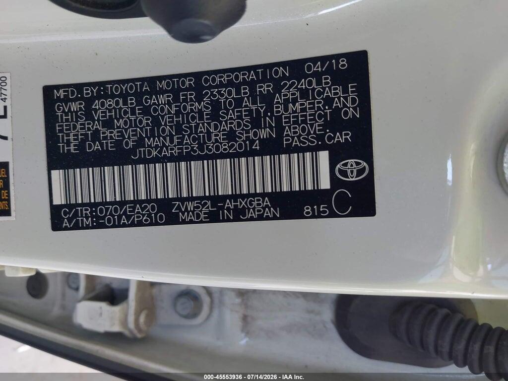 JTDKARFP3J3082014 2018 TOYOTA PRIUS PRIME photo no. 9