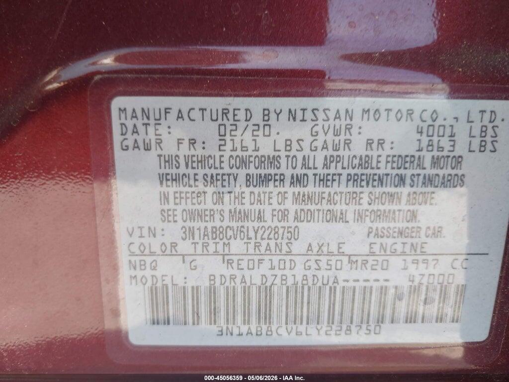 3N1AB8CV6LY228750 2020 NISSAN SENTRA photo no. 9