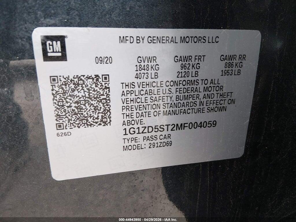 1G1ZD5ST2MF004059 2021 CHEVROLET MALIBU photo no. 9