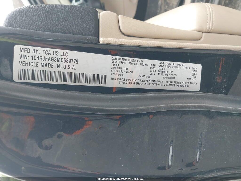 1C4RJFAG3MC689779 2021 JEEP GRAND CHEROKEE photo no. 9