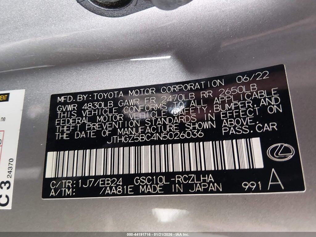 JTHGZ5BC4N5026036 2022 LEXUS RC 350 photo no. 9