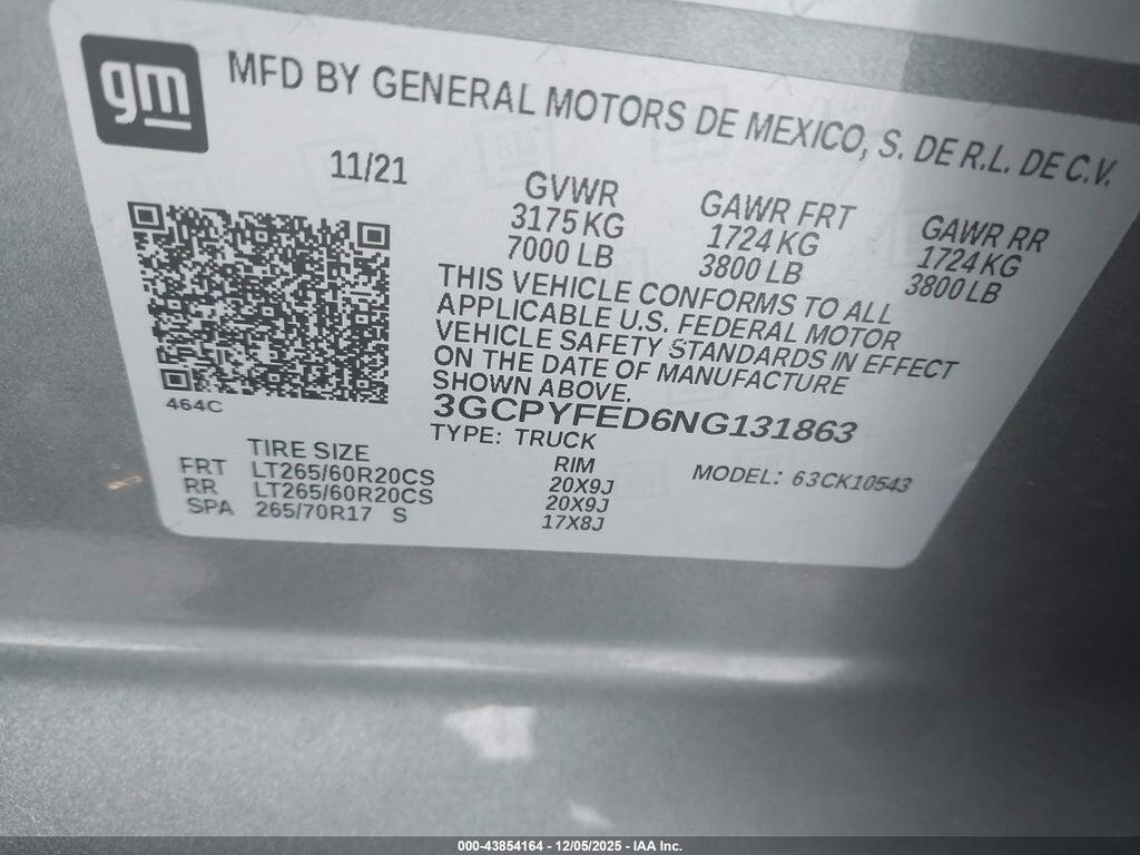 3GCPYFED6NG131863 2022 CHEVROLET SILVERADO 1500 LTD photo no. 9
