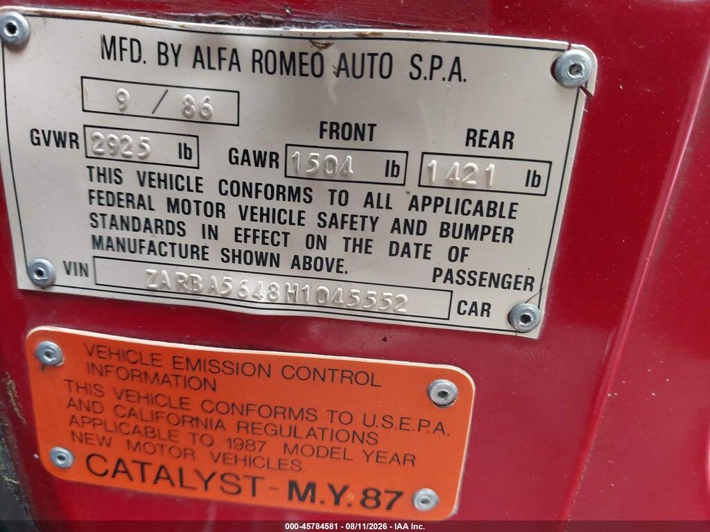 ZARBA5648H1045552 1987 ALFA ROMEO SPIDER photo no. 9
