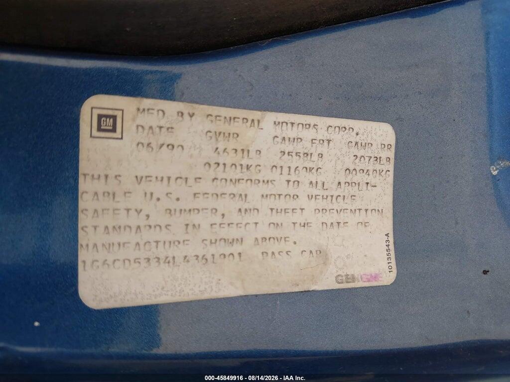 1G6CD5334L4361901 1990 CADILLAC DEVILLE photo no. 9