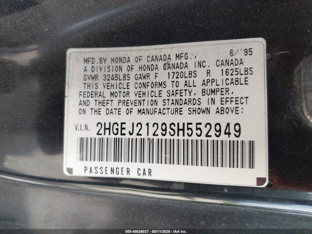 2HGEJ2129SH552949 1995 HONDA CIVIC photo no. 9