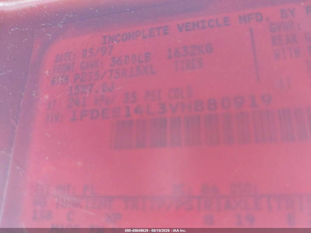 1FDEE14L3VHB80919 1997 FORD ECONOLINE photo no. 9