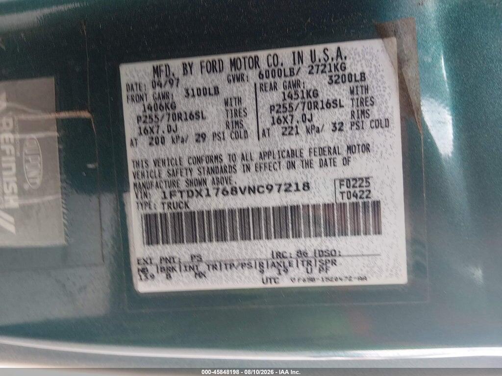 1FTDX1768VNC97218 1997 FORD F-150 STANDARD photo no. 9