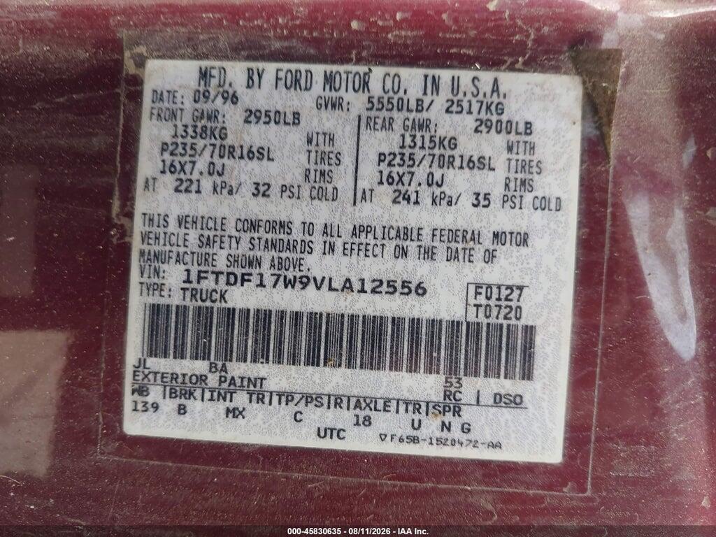 1FTDF17W9VLA12556 1997 FORD F-150 STANDARD photo no. 9