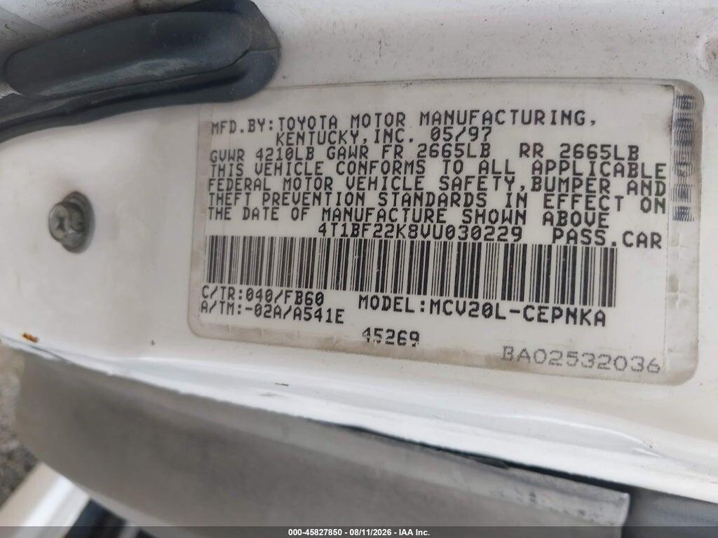 4T1BF22K8VU030229 1997 TOYOTA CAMRY photo no. 9