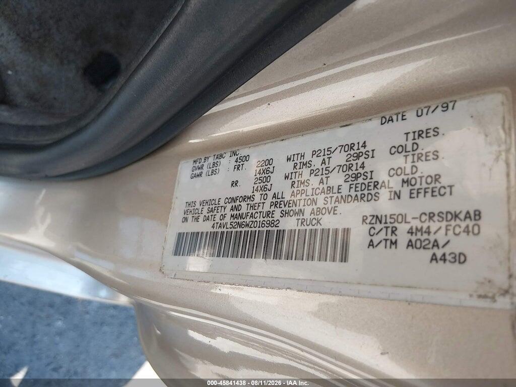 4TAVL52N6WZ016982 1998 TOYOTA TACOMA photo no. 9