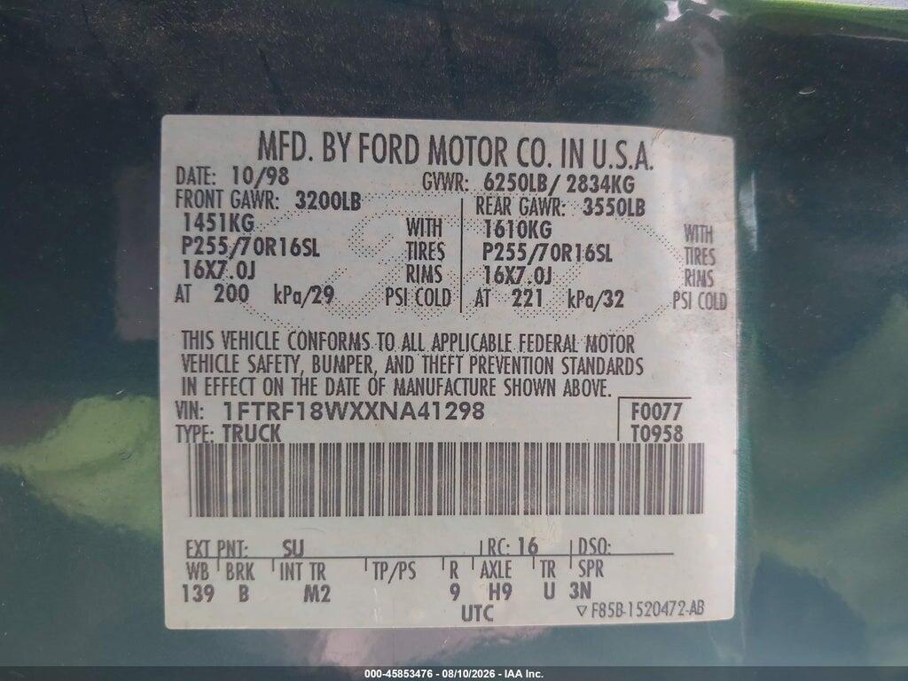 1FTRF18WXXNA41298 1999 FORD F-150 photo no. 9