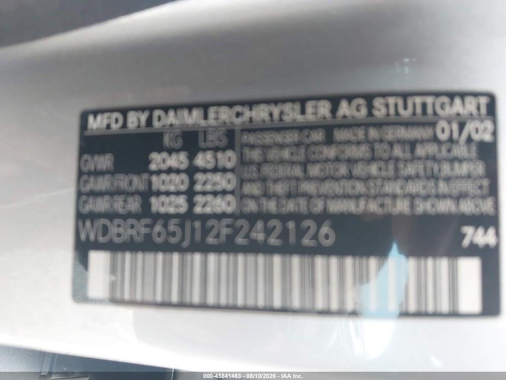 WDBRF65J12F242126 2002 MERCEDES-BENZ C 32 AMG photo no. 9