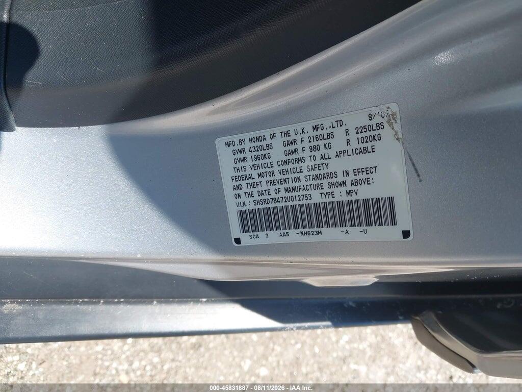 SHSRD78472U012753 2002 HONDA CR-V photo no. 9