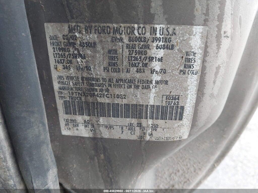 1FTNX20F42EC11032 2002 FORD F-250 photo no. 9
