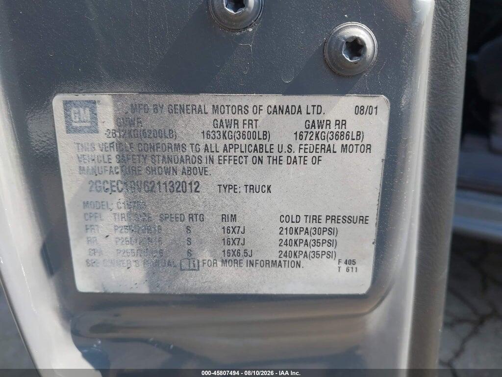 2GCEC19V621132012 2002 CHEVROLET SILVERADO 1500 photo no. 9