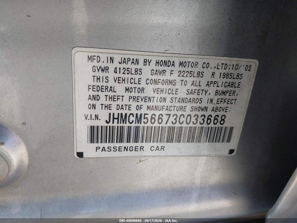 JHMCM56673C033668 2003 HONDA ACCORD photo no. 9