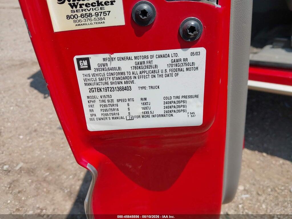 2GTEK19T231368403 2003 GMC SIERRA 1500 photo no. 9