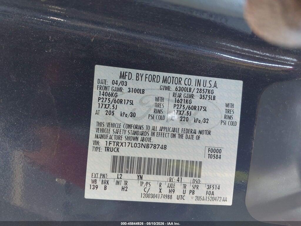 1FTRX17L03NB78748 2003 FORD F-150 photo no. 9